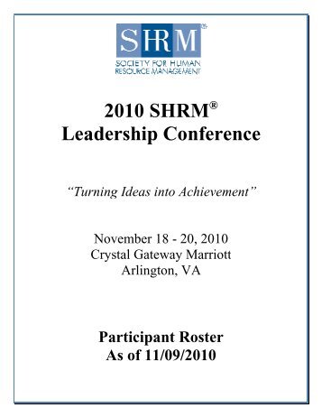 2010 SHRM Leadership Conference - Society for Human Resource ...