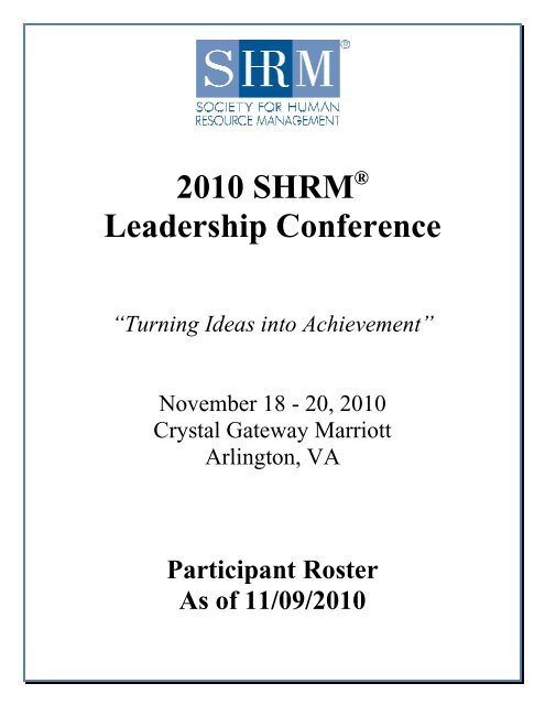2010 SHRM Leadership Conference - Society for Human Resource ...