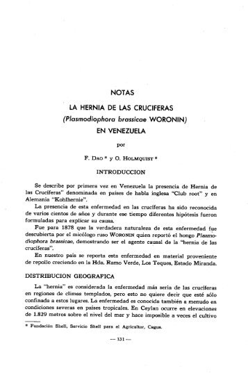 LA HERNIA DE LAS CRUCIFERAS (Plasmodiophora brassicae ...