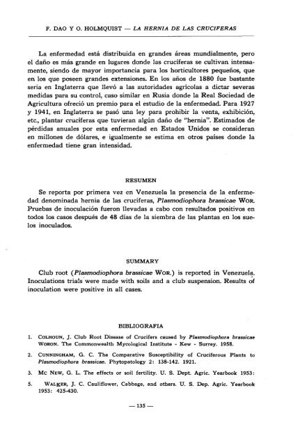 LA HERNIA DE LAS CRUCIFERAS (Plasmodiophora brassicae ...