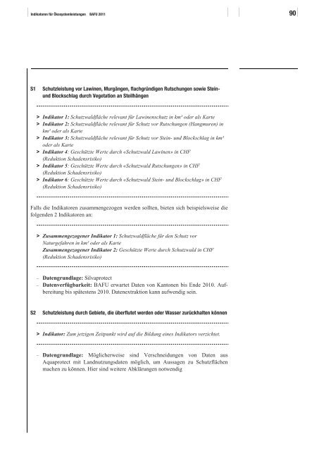 Indikatoren für Ökosystemleistungen: - Schweizer ...