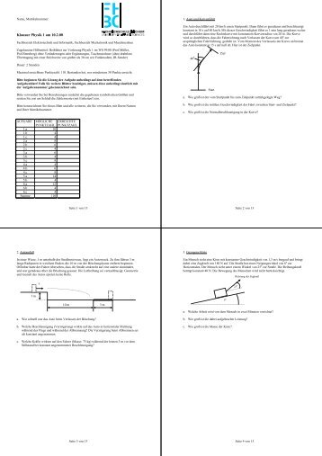 Klausur Physik 1 am 10.2.00 - Sibbarp.de