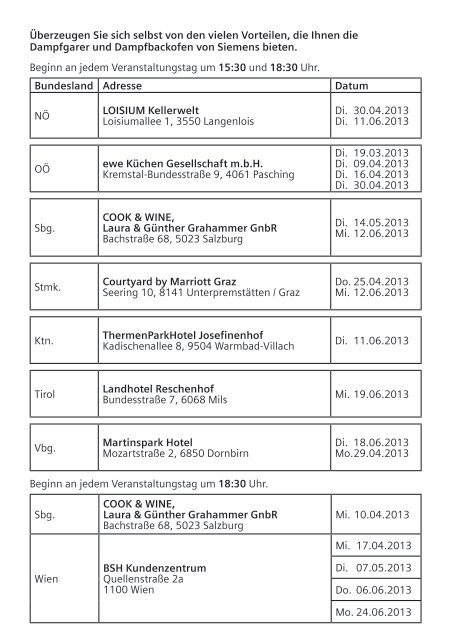 Terminplan, Anmeldekarte - Siemens