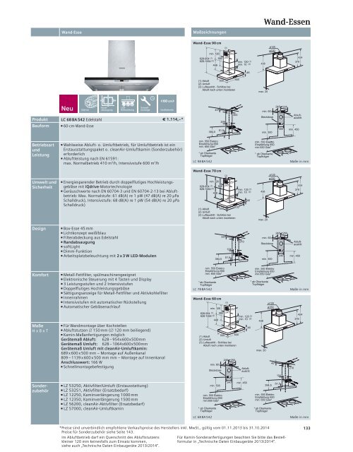 Verkaufshandbuch Einbaugeräte 2013/2014 - Siemens