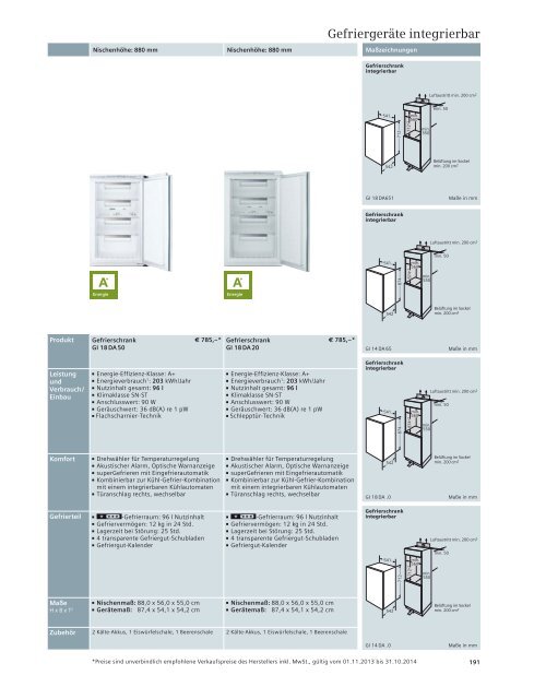 Verkaufshandbuch Einbaugeräte 2013/2014 - Siemens