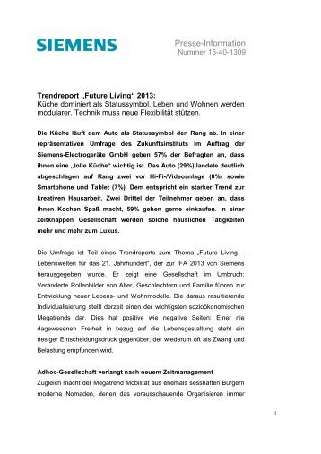 PDF Siemens Trendreport Future Living 2013 Pressemitteilung