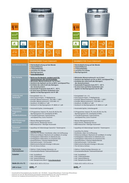 Die Extraklasse Geschirrspüler mit Nachtprogramm. - Siemens