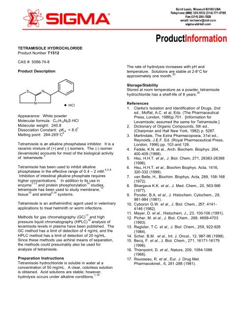 T1512 - Product Information Sheet - Sigma-Aldrich