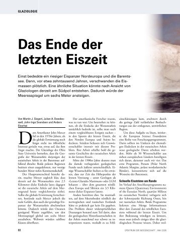 Das Ende der letzten Eiszeit - Sigma Xi