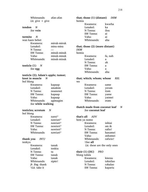 A Comprehensive Comparison of Lexemes in the ... - SIL International