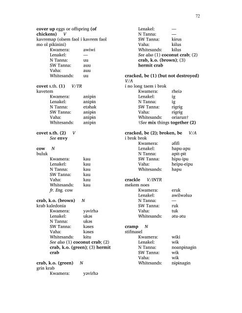 A Comprehensive Comparison of Lexemes in the ... - SIL International