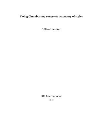 Doing Chumburung songs—A taxonomy of styles Gillian Hansford ...