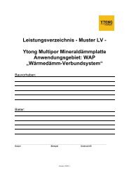 Ytong Multipor Mineraldämmplatte Anwendungsgebiet: WAP