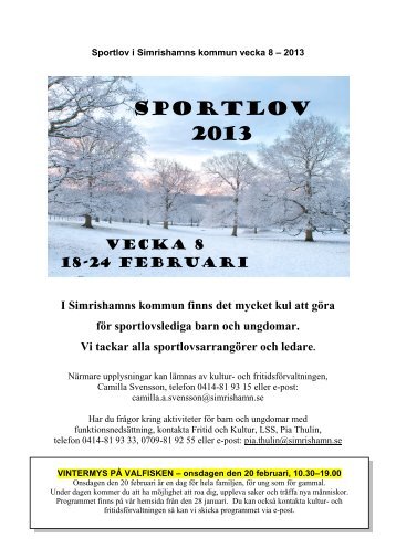 Sportlov i Simrishamn vecka 8 2011 - Simrishamn Kommun