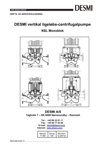DESMI vertikal ligeløbs-centrifugalpumpe NSL Monoblok DESMI A/S