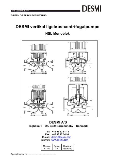 DESMI vertikal ligeløbs-centrifugalpumpe NSL Monoblok DESMI A/S