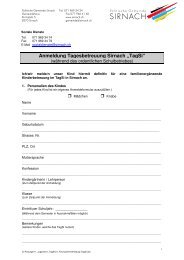 Anmeldung Tagesbetreuung Sirnach „TagSi“ - Gemeinde Sirnach