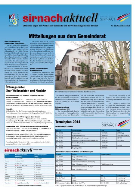 Sirnachaktuell November 2013 [PDF, 2.00 MB] - Gemeinde Sirnach