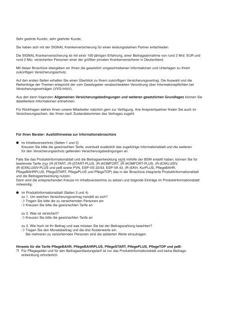 Informationen zur Kranken-Vollversicherung und Privaten ...