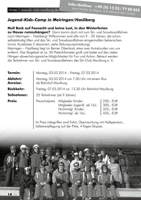 und Outdoormagazin 2014 - Ski-Club Maulburg eV