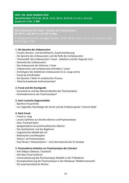 Lehrveranstaltungen im WS 2013/14 - Institut für Slavische Philologie
