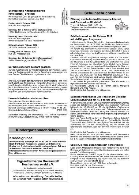 Apotheken-Notdienstplan · Internet: www.lak-bw.de - Breitnau