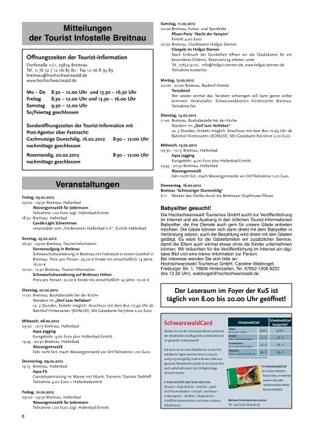 Apotheken-Notdienstplan · Internet: www.lak-bw.de - Breitnau