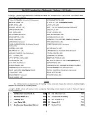 COMC 2012 (PDF) - UBC Mathematics Department Outreach