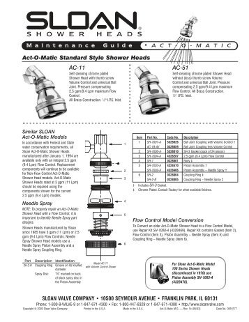 Shower Head - Sloan Valve Company