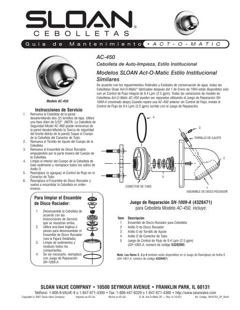 Guía de Mantenimiento: Act-O-Matic - Sloan Valve Company