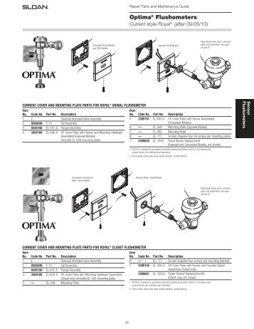 Sensor Flushometers Section | Maintenance Guide - Sloan Valve ...