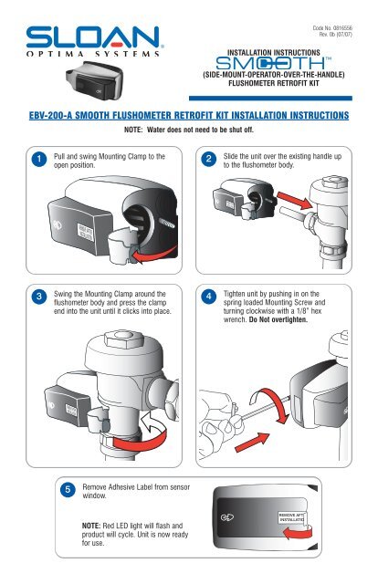 EBV-200-A Installation Instructions - Sloan Valve Company