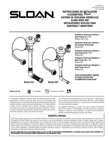 Instrucciones de Instalación - Sloan Valve Company