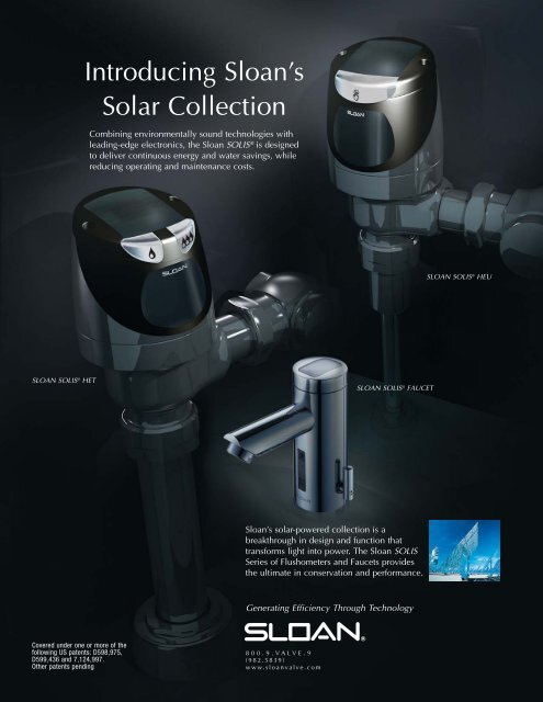 Introducing Sloan S Solar Collection Sloan Valve Company