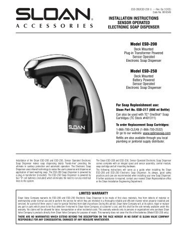 ESD Sensor Operated Soap Dispenser - Sloan Valve Company