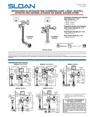 Instrucciones de Instalación: Fluxómetros Sloan y Regal Optima ...