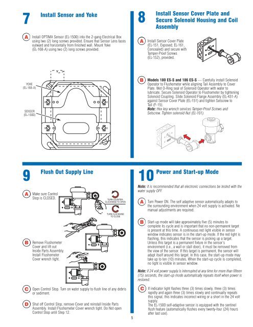 Sloan and Regal Optima Urinal Flushometer Installation Instruction