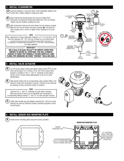 Royal® ES-S TMO | Installation Instructions - Sloan Valve Company