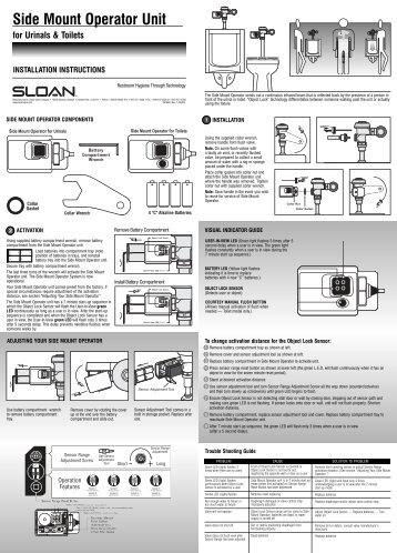 Side Mount Operator unit - Sloan Valve Company