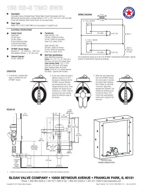 Royal Optima 153 ES-S TMO SWB - Sloan Valve Company