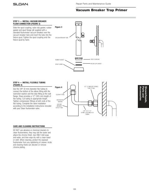 Showerheads, Parts and Accessories Section - Sloan Valve Company