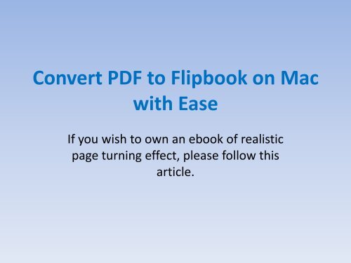 Convert PDF to Flipbook on Mac with Ease