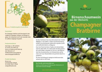 Champagner Bratbirne - Slow Food Deutschland eV