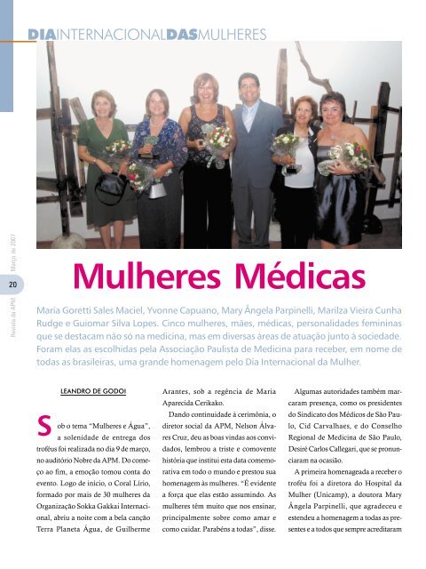 R evista da APM Março de 2007 - Associação Paulista de Medicina