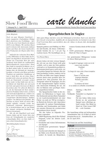 CarteBlanche 01/2010 - Slow Food Bern