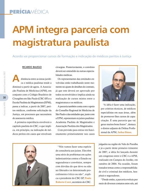 R evista da APM Janeiro/Fevereiro de 2007 - Associação Paulista ...