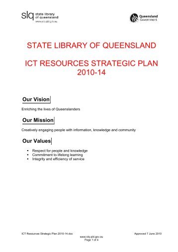 ICT Resources Strategic Plan 2010-14 - State Library of Queensland