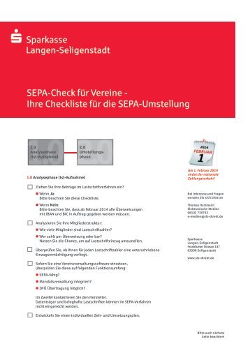 SEPA-Check für Vereine - Sparkasse Langen-Seligenstadt
