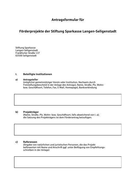 Antragsformular für Förderprojekte der Stiftung Sparkasse Langen ...