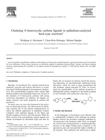 Chelating N-heterocyclic carbene ligands in palladium-catalyzed ...